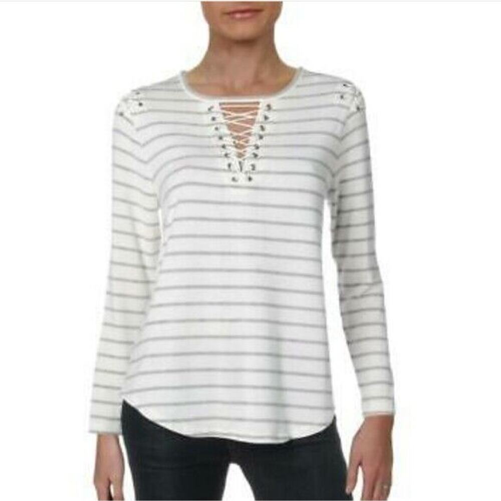 Generation Love Vivi Lace Up Grommet Stripe Top‎
